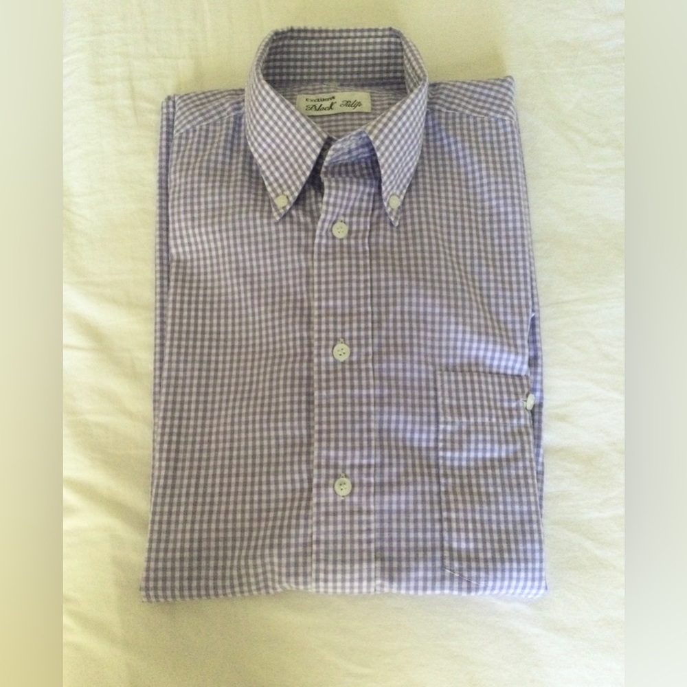 Exclusive Black Tulip Button Down Dress Shortsleeved Shirt - EUC